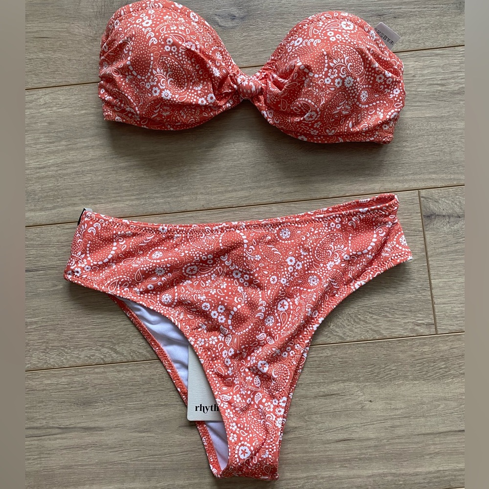 Orange pushup paisley bikini